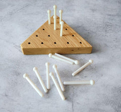 Wooden Peg Game Tricky Triangle Solid Oak - Cauff.com LLC