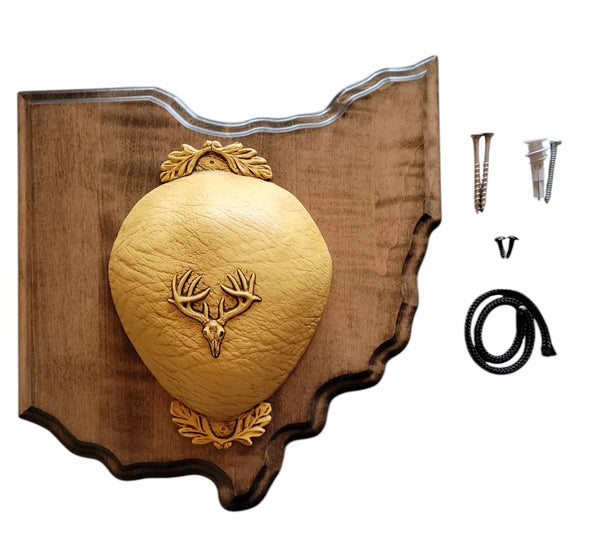 Whitetail Deer Antler Mounting Kit, Solid Wood Plaque, Includes All Mounting Hardware Ohio Walnut Finish - Cauff.com LLC