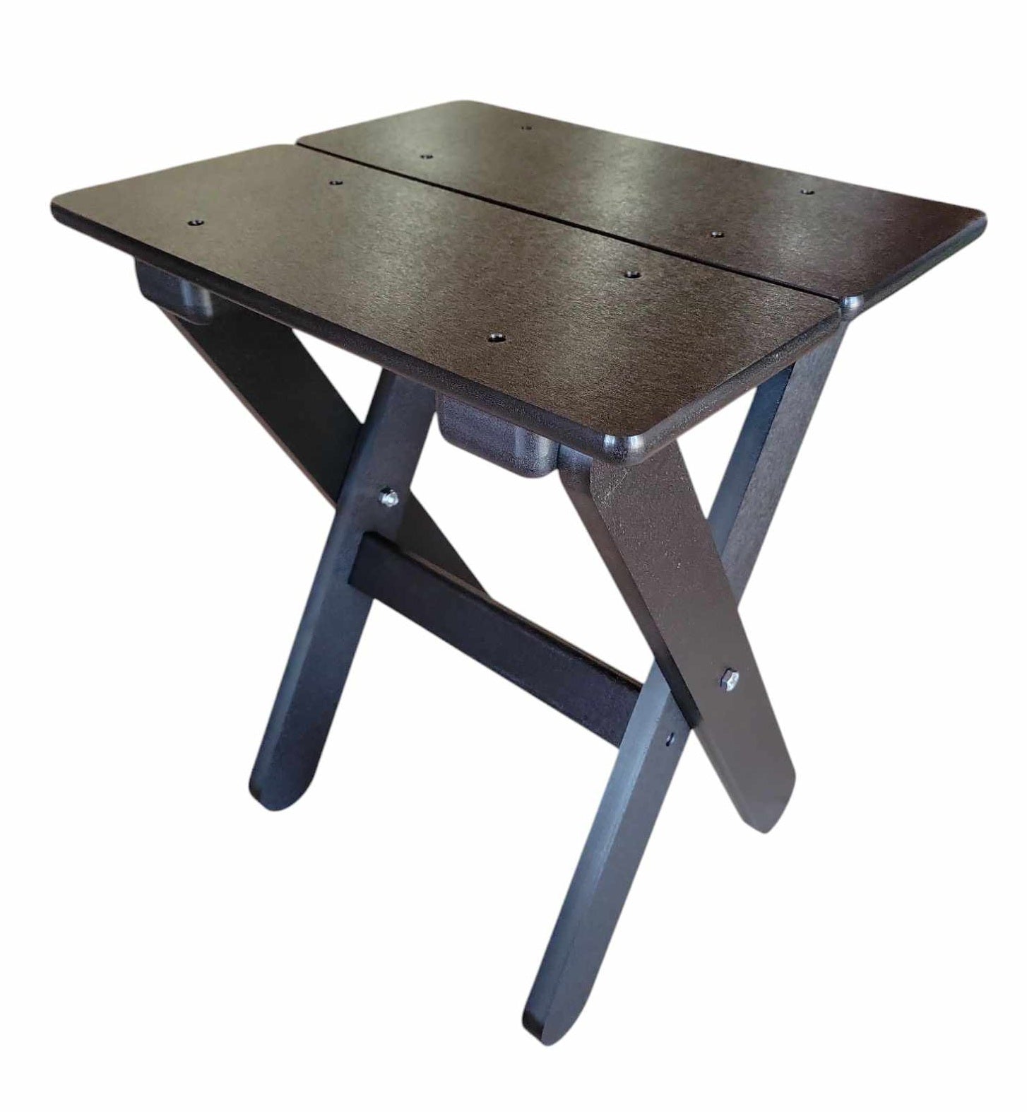 Black HDPE Adirondack outdoor side table by Cauff – small end table for patio, deck, or pool use