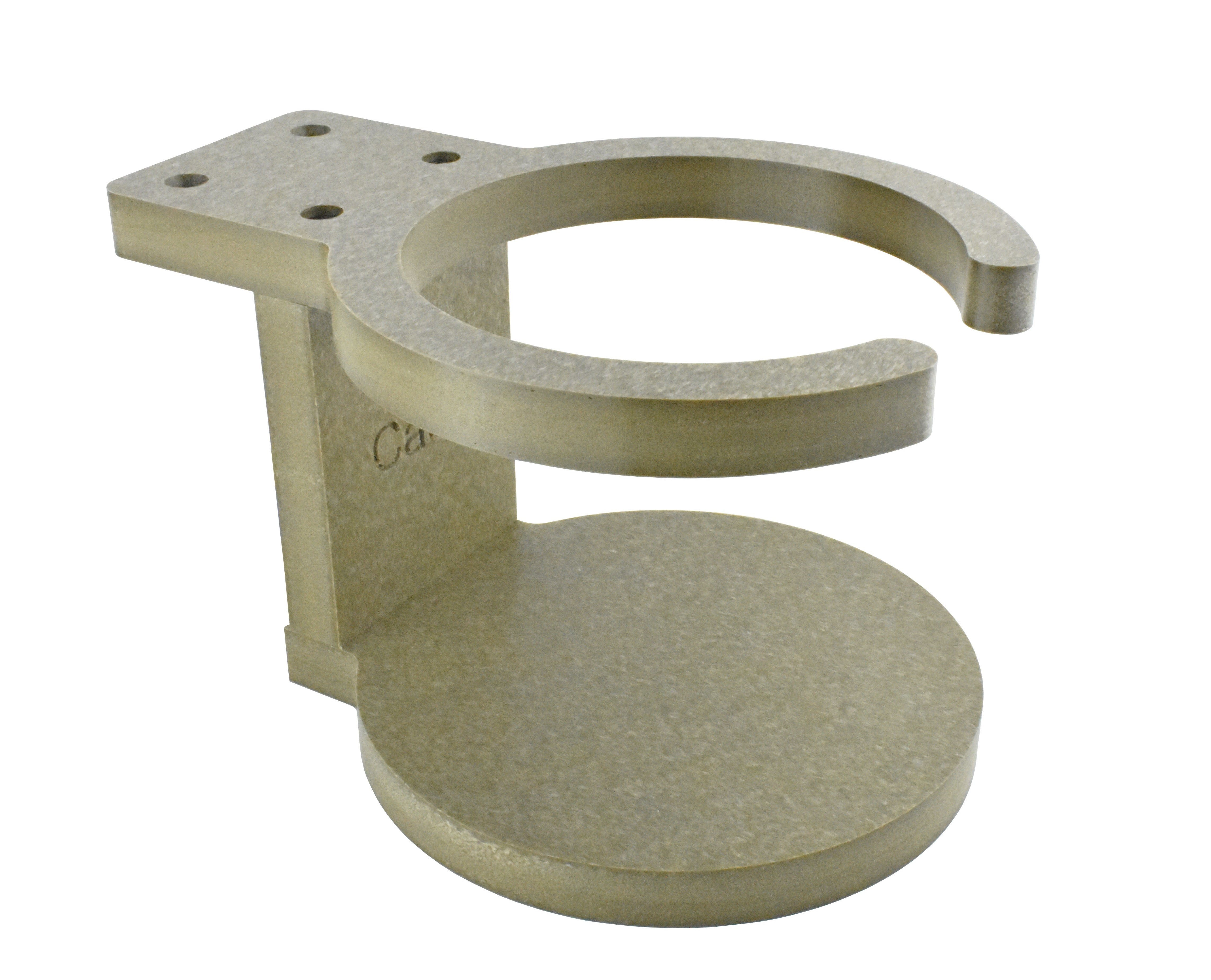 Weathered Wood poly cup holder for Adirondack chair, heavy-duty outdoor drink holder – front angle view