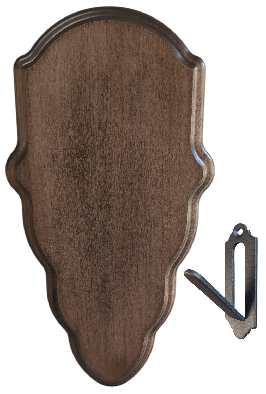 Maple wood deer skull mount face plate with walnut finish and mounting hardware by Cauff