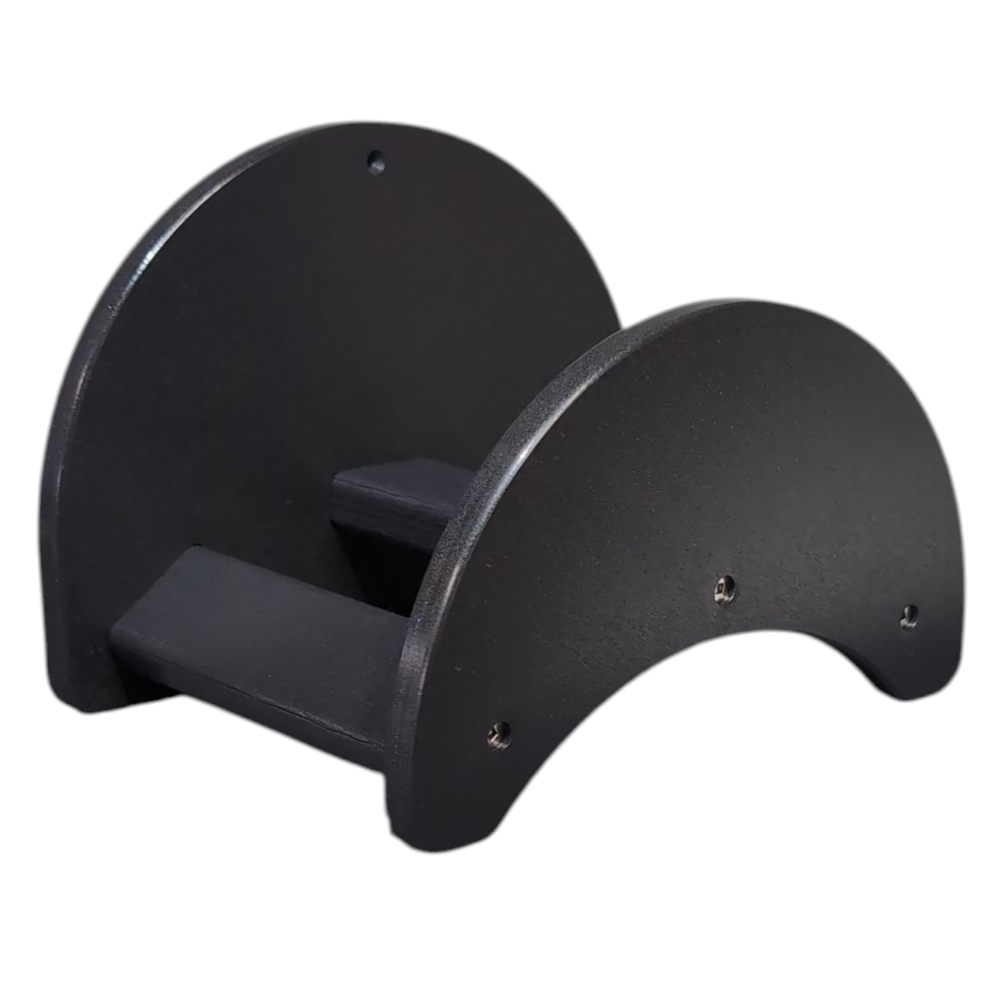 Heavy-duty poly outdoor wall-mount garden hose holder by Cauff, holds up to 150 ft