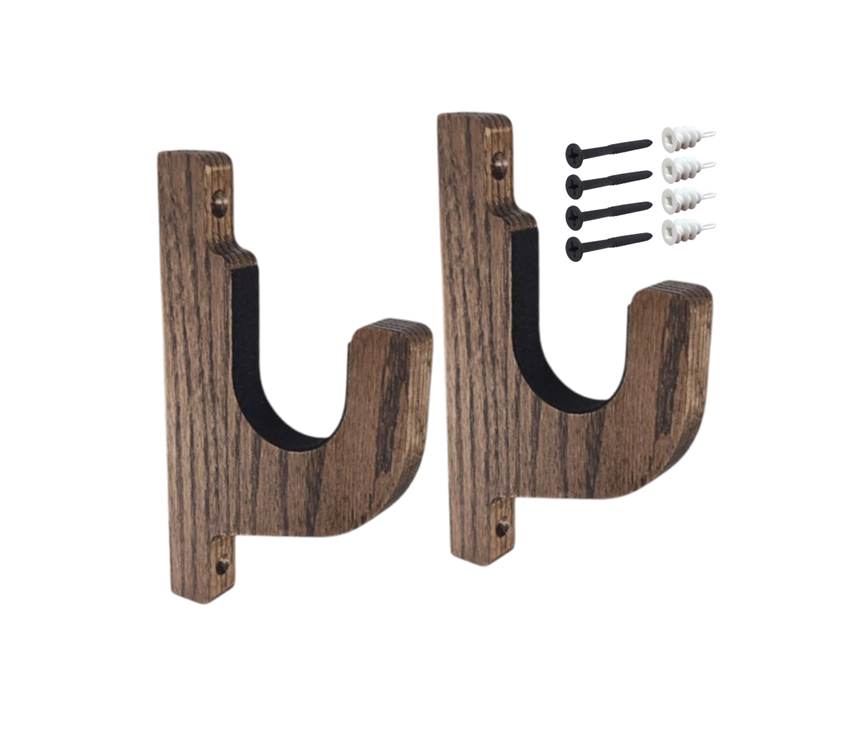 Oak Wood Gun Rack, Wall Mount Holder Display for Shotgun and Rifle with Mounting Hardware, Vintage Firearm Hanger, - Cauff.com LLC