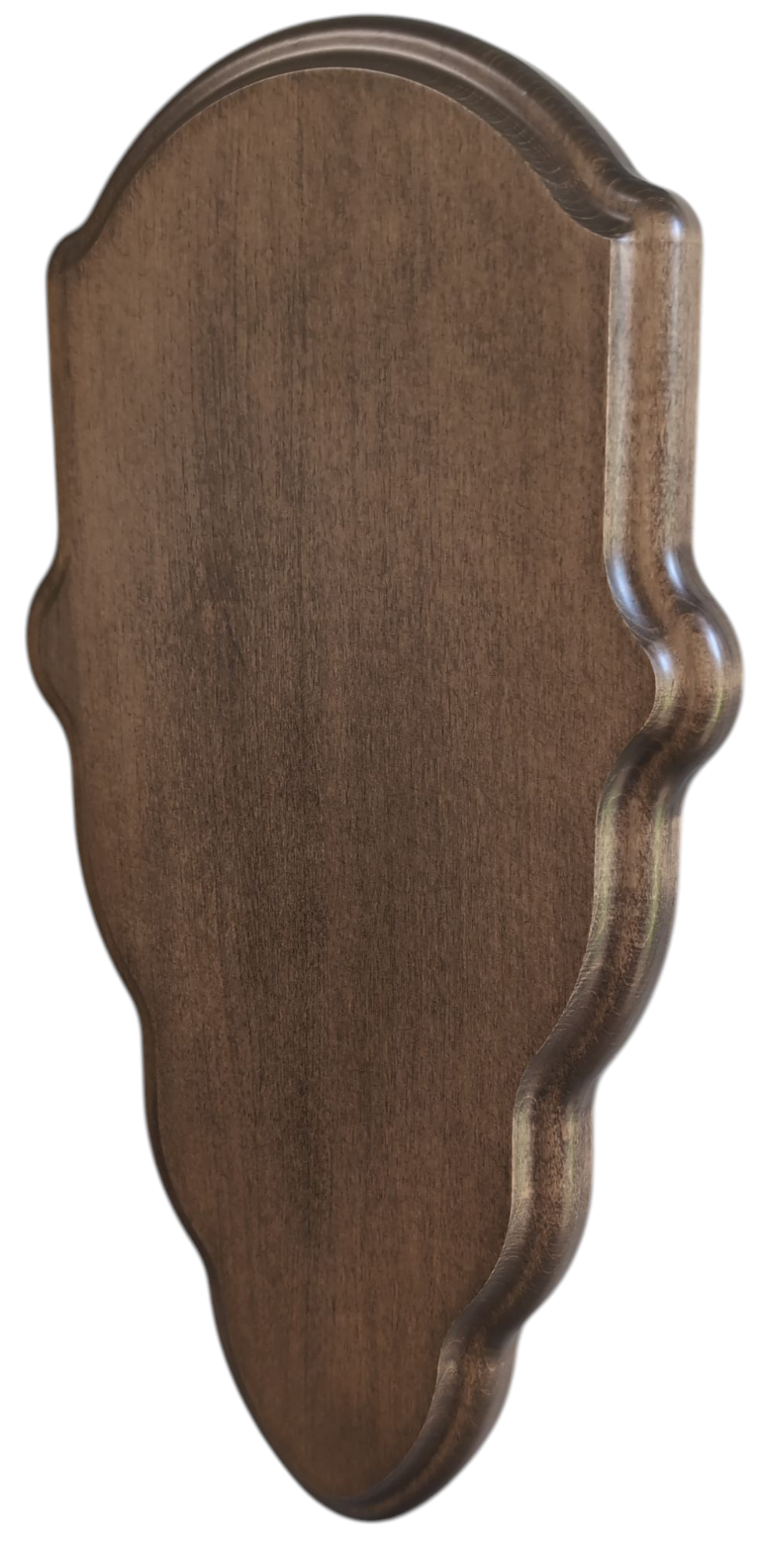 Maple wood deer skull mount face plate with walnut finish and mounting hardware by Cauff