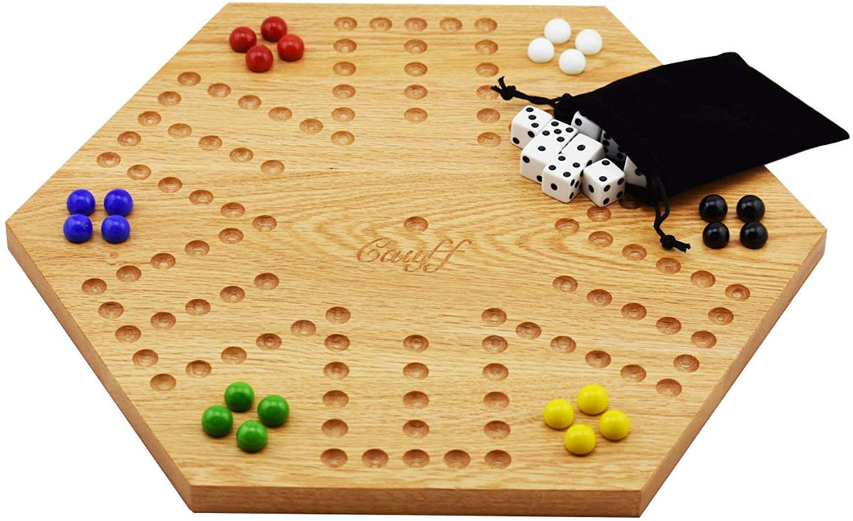 16 inch unpainted solid oak hexagon marble board game β Cauff