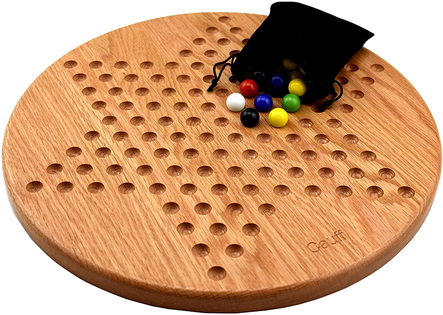 Cauff 14 inch solid oak round Chinese Checkers board