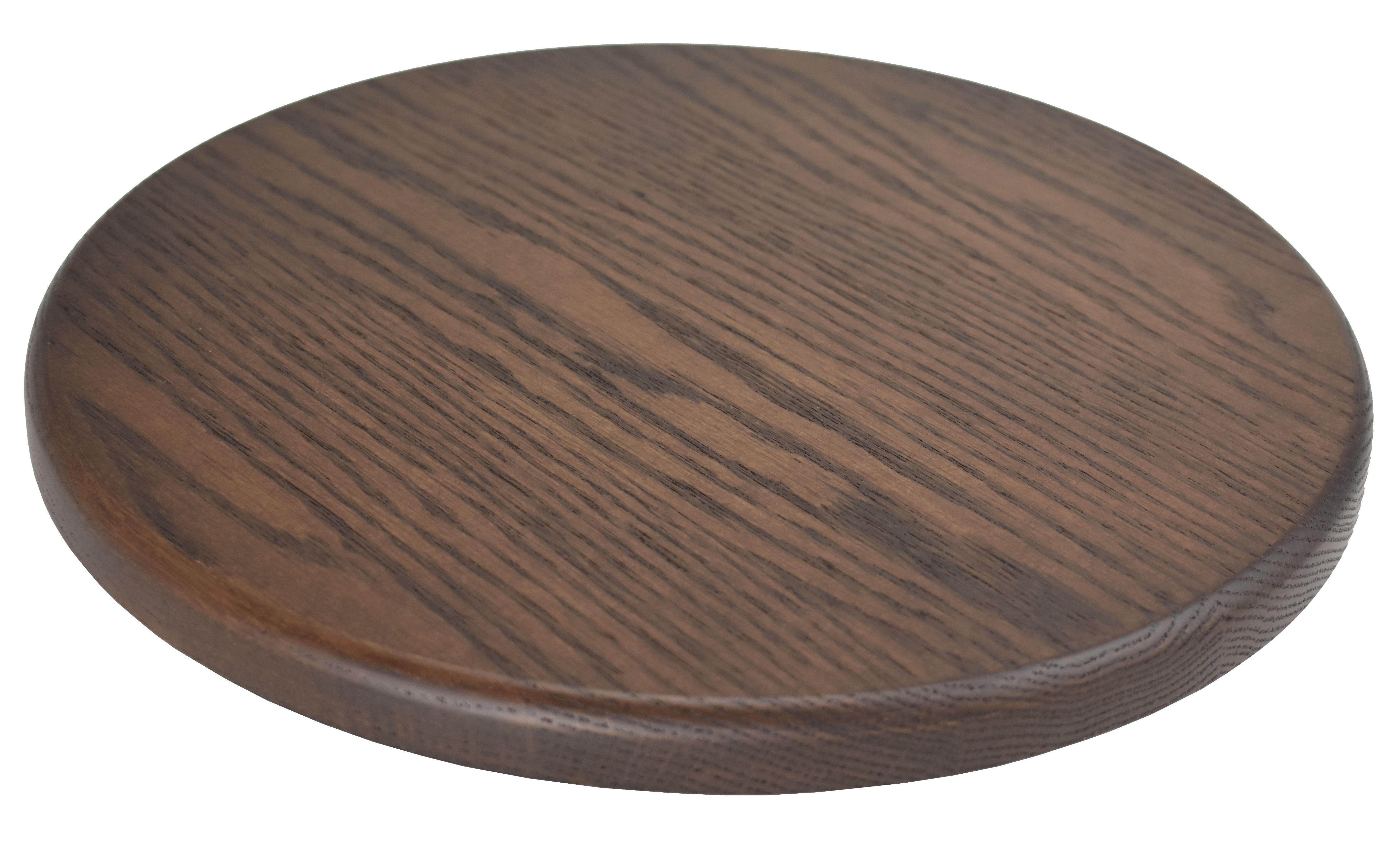 Side angle of 12" oak tabletop lazy susan by Cauff