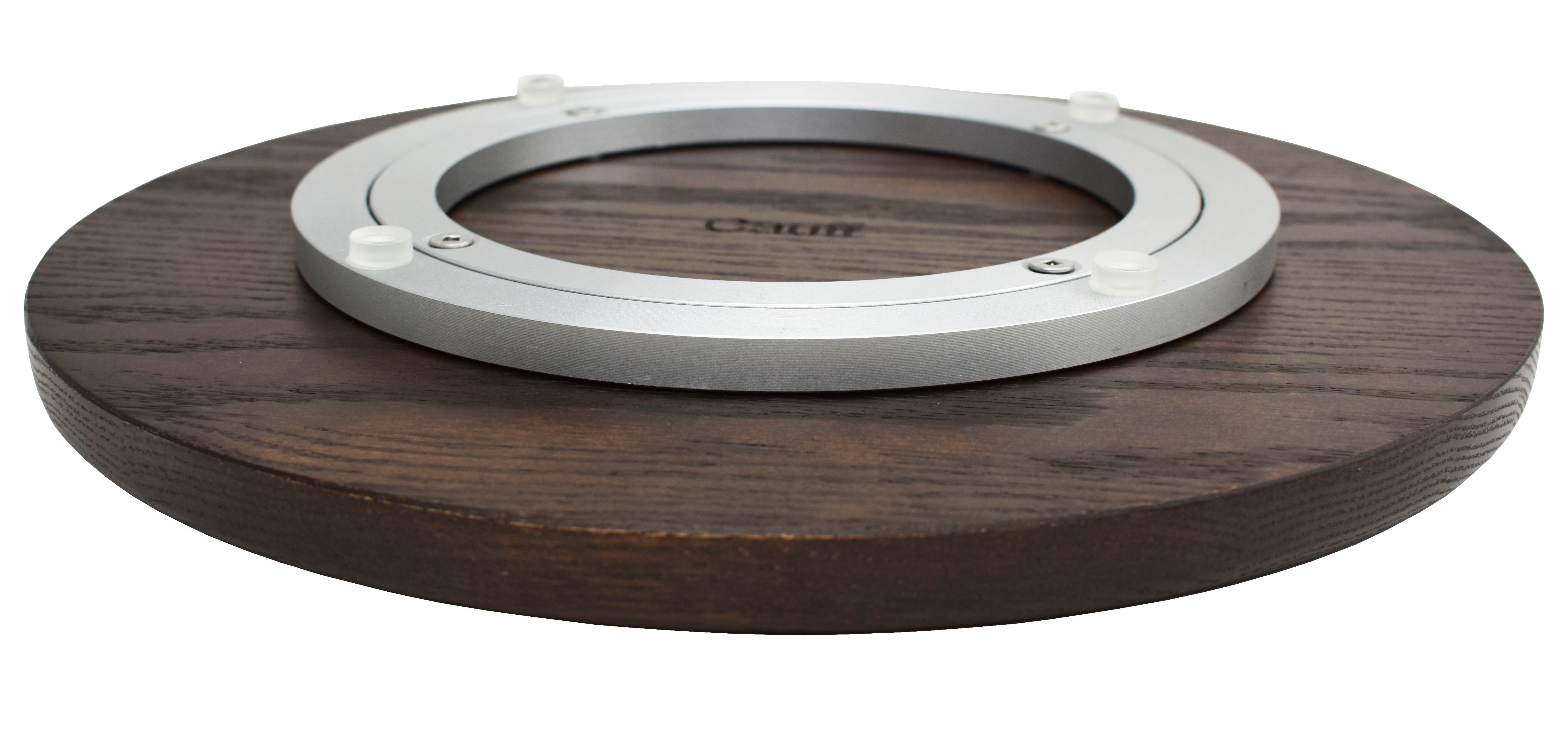 Solid oak rotating serving tray on dining table – Cauff lazy susan 12 inch