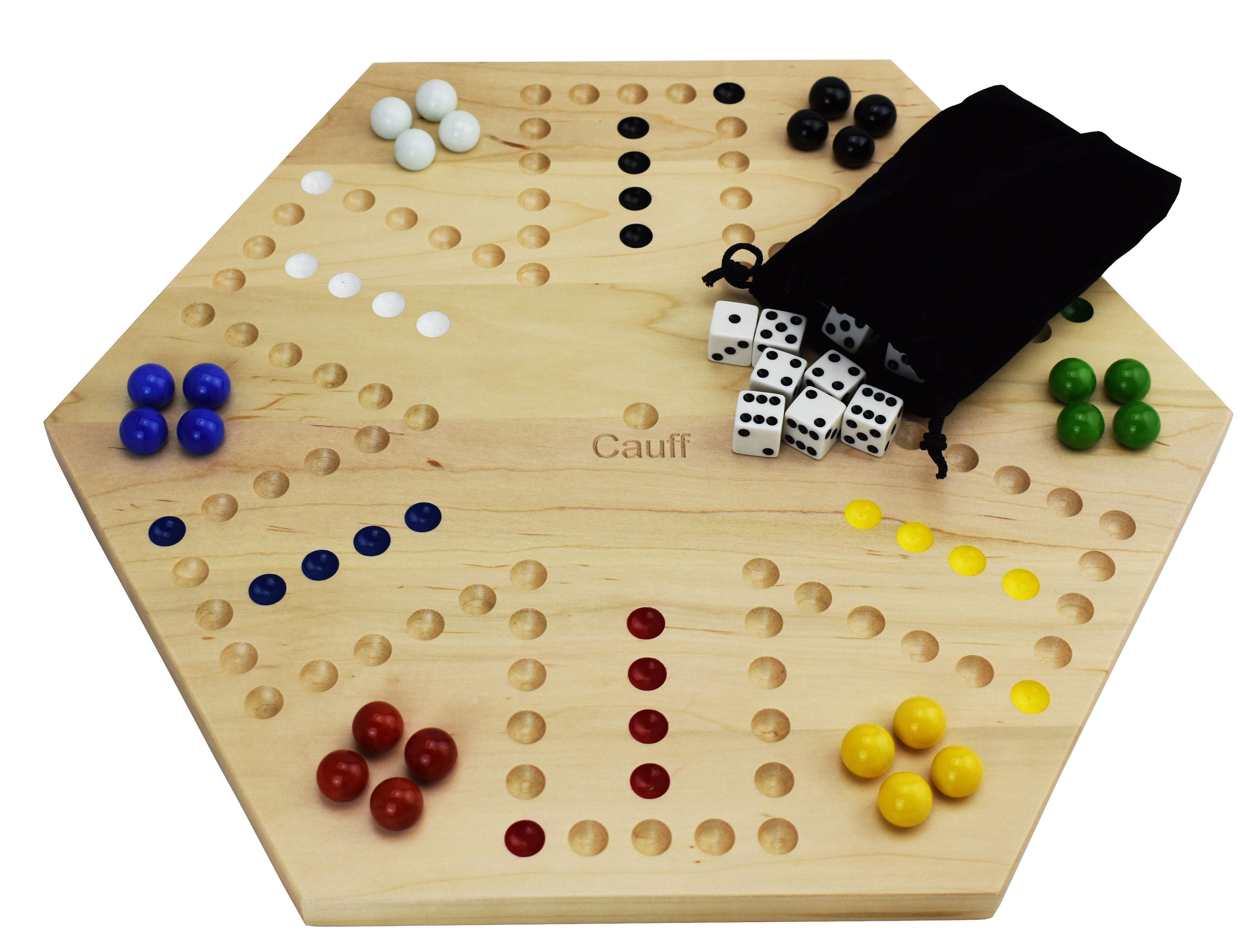 20 inch solid maple marble board game with marbles and velvet bag – Cauff