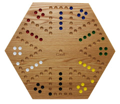 Marble Board Game Hand Painted Solid Oak 16 inch Double Sided - Cauff.com LLC