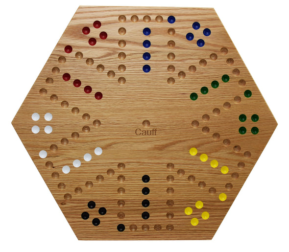 Marble Board Game Hand Painted Solid Oak 20 inch Double Sided - Cauff.com LLC