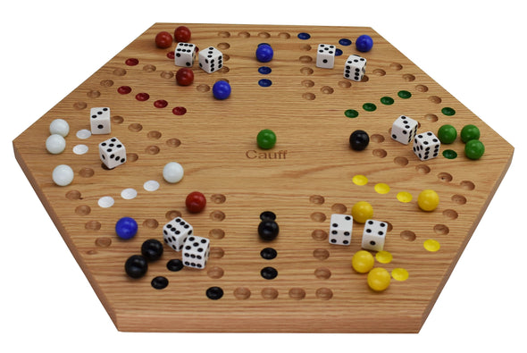 Marble Board Game Hand Painted Solid Oak 16 inch Double Sided - Cauff.com LLC