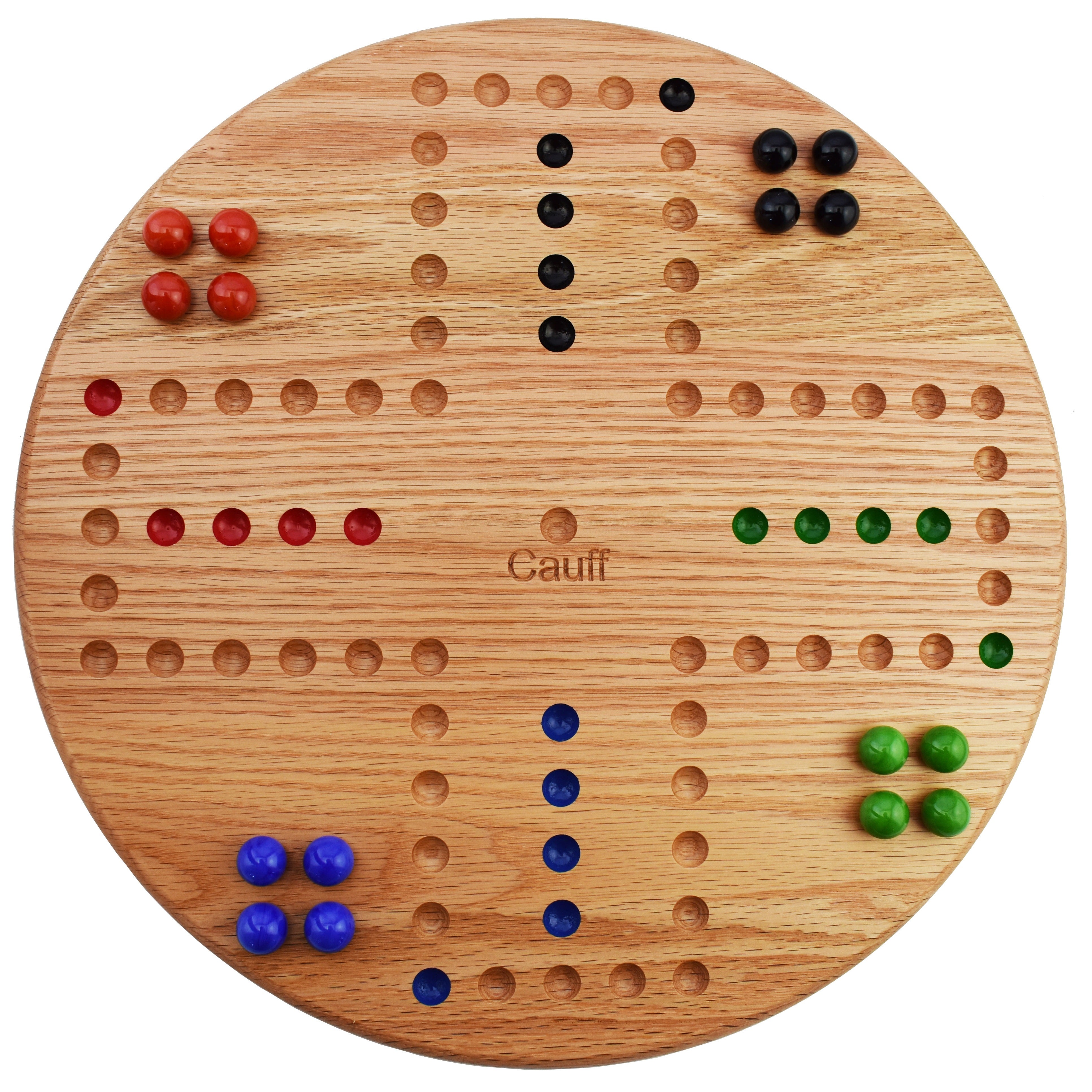 17.5 inch solid oak round marble board game hand painted – Cauff