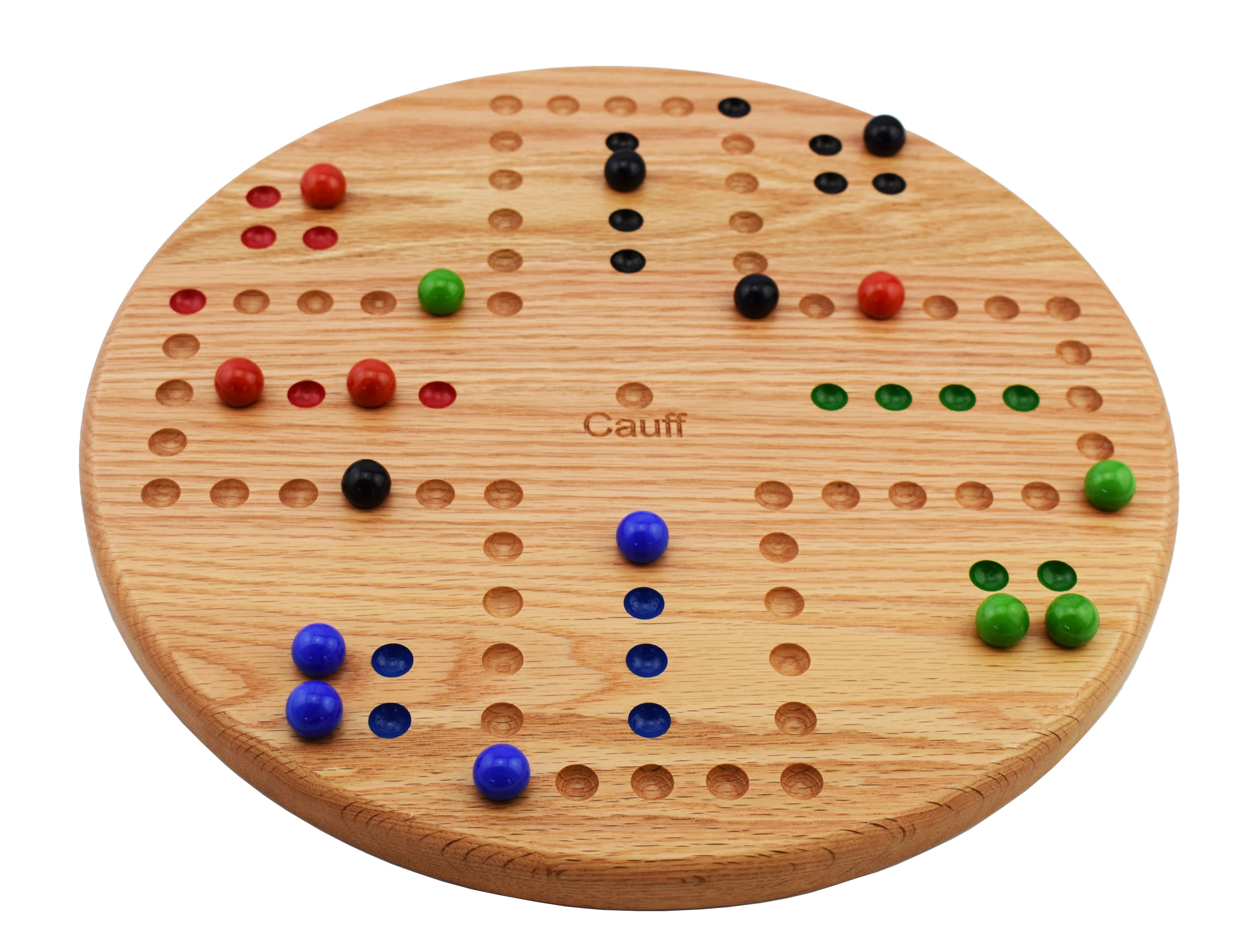 14 inch solid oak round marble board game – Cauff
