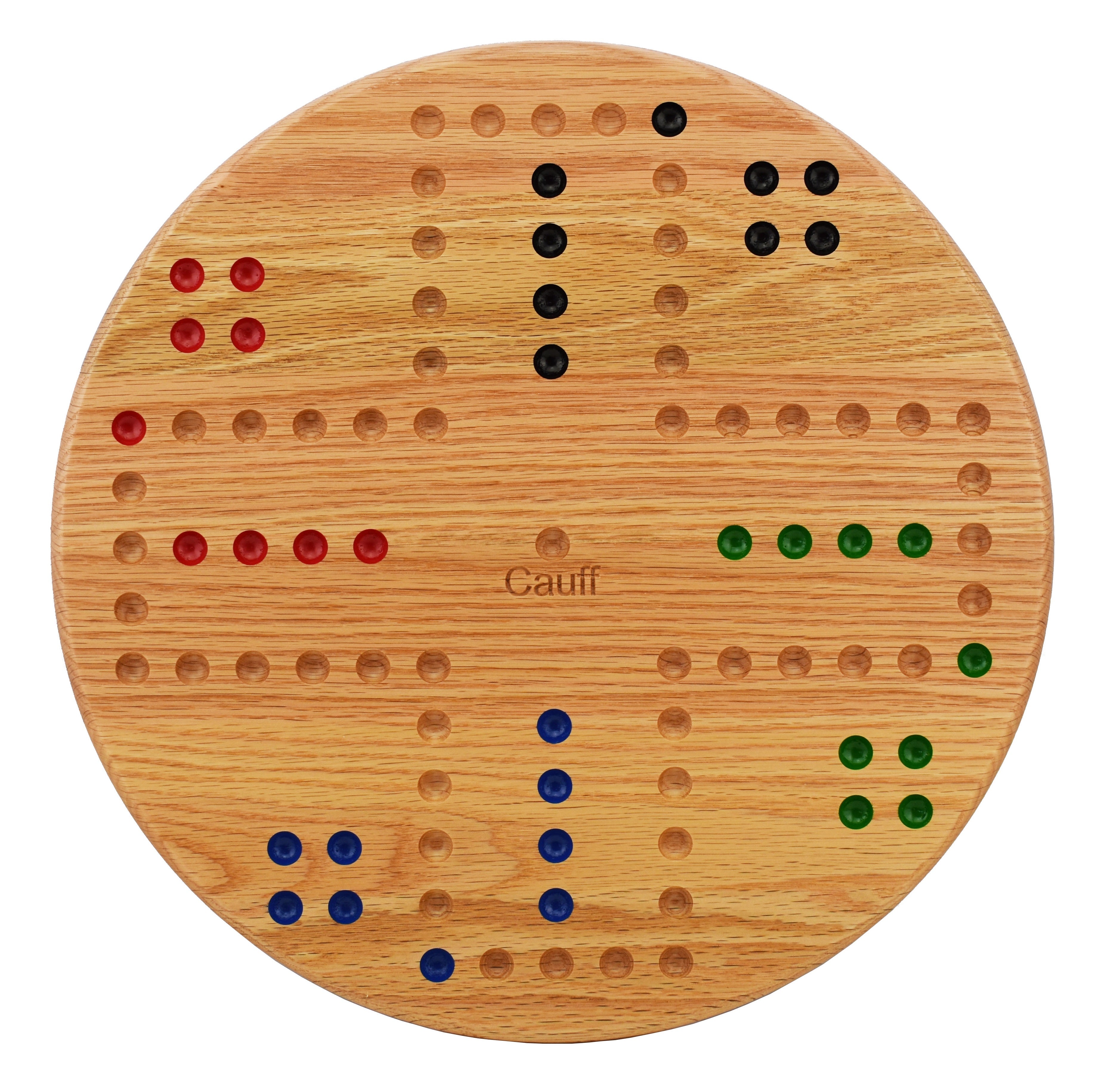 Marble Board Game 14 inch Diameter Solid Oak Wood Hand Painted 4 Player - Cauff.com LLC