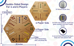 Marble Board Game Hand Painted Solid Oak 20 inch Double Sided - Cauff.com LLC