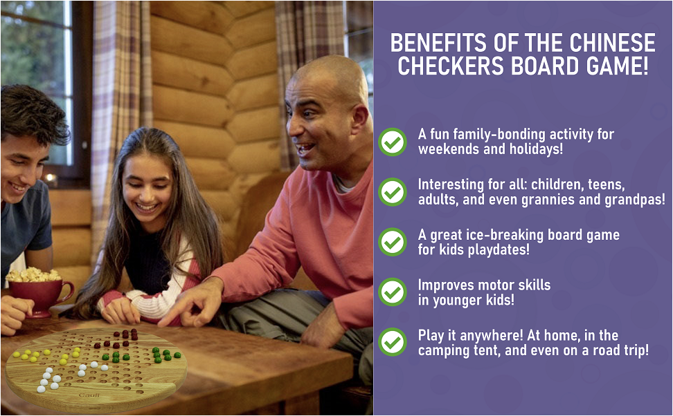 Cauff 14 inch solid oak round Chinese Checkers board