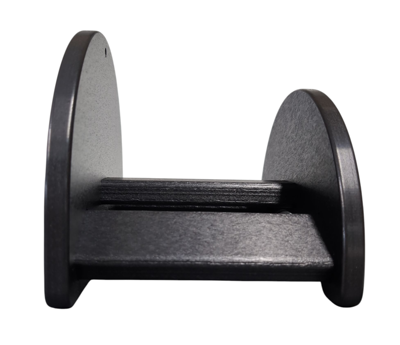 Heavy-duty poly outdoor wall-mount garden hose holder by Cauff, holds up to 150 ft