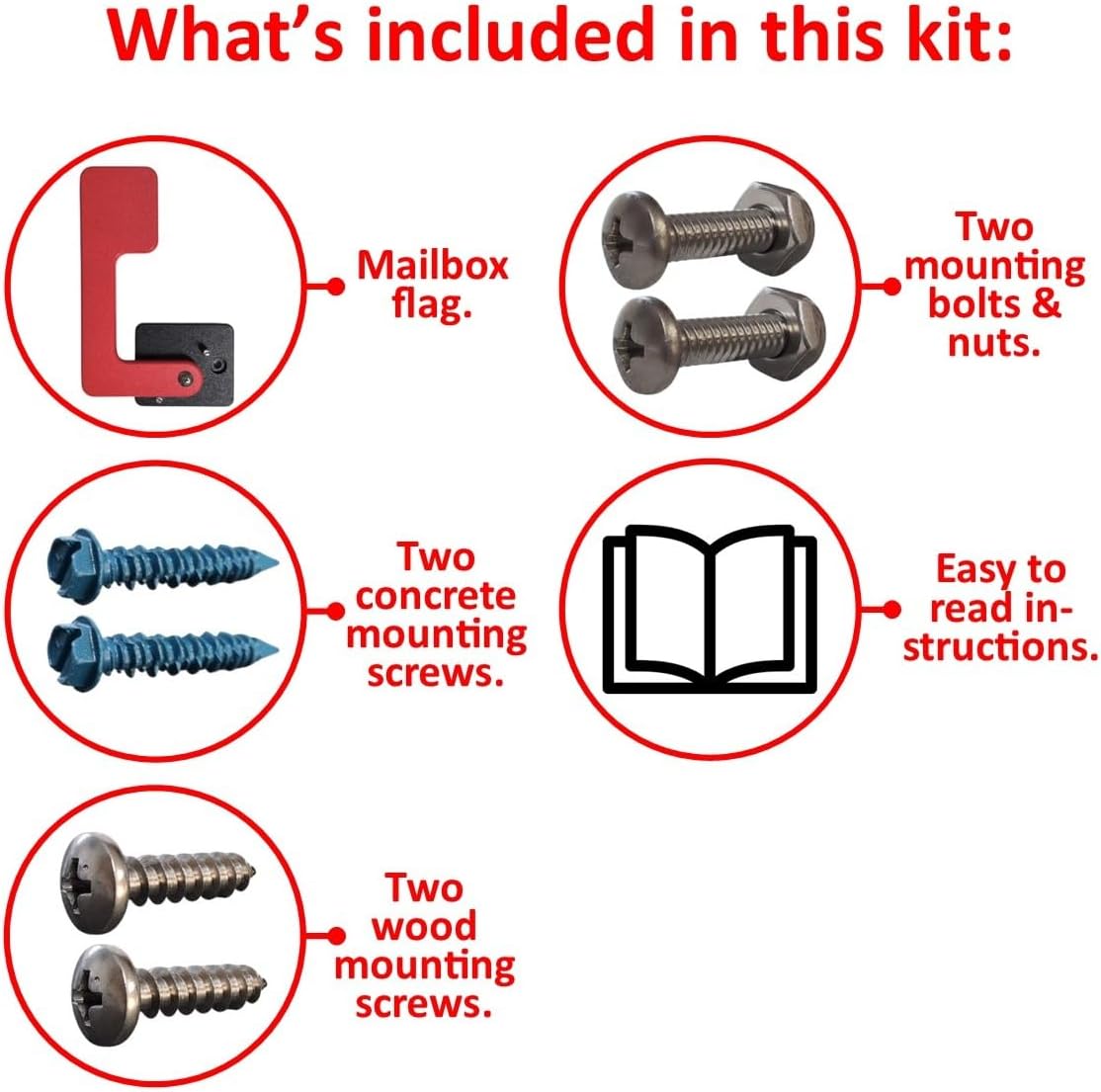 Heavy-Duty Poly Mailbox Flag Replacement Kit – Stainless Steel Mounting Bolts & Screws Included | Cauff