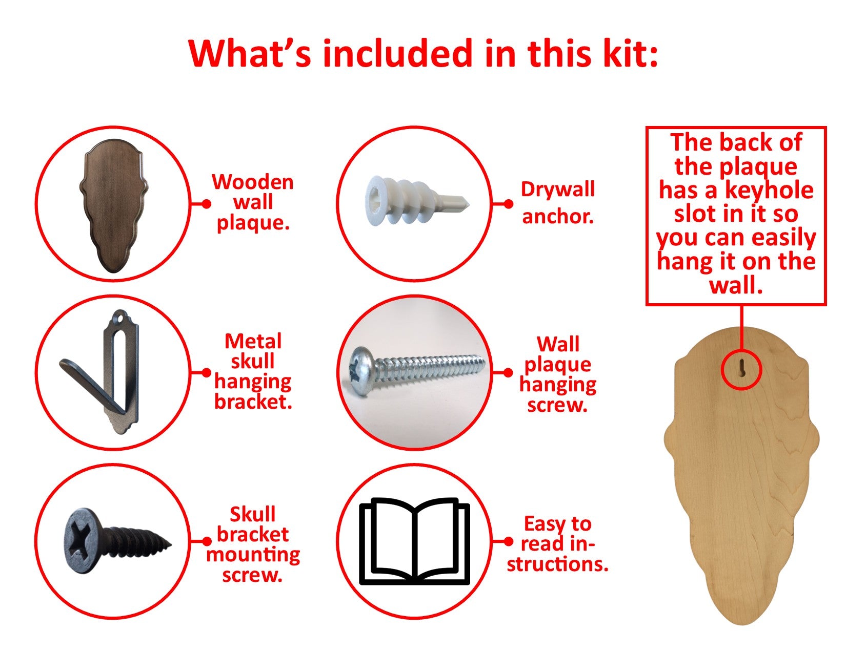 Maple wood deer skull mount face plate with walnut finish and mounting hardware by Cauff