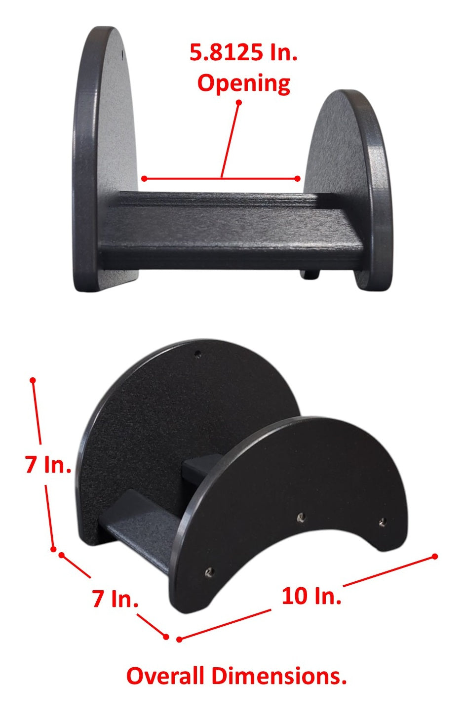 Heavy-duty poly outdoor wall-mount garden hose holder by Cauff, holds up to 150 ft