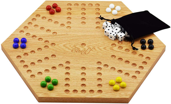 Aggravation Board Game Marble Wooden 16 inch Solid Oak Double Sided.