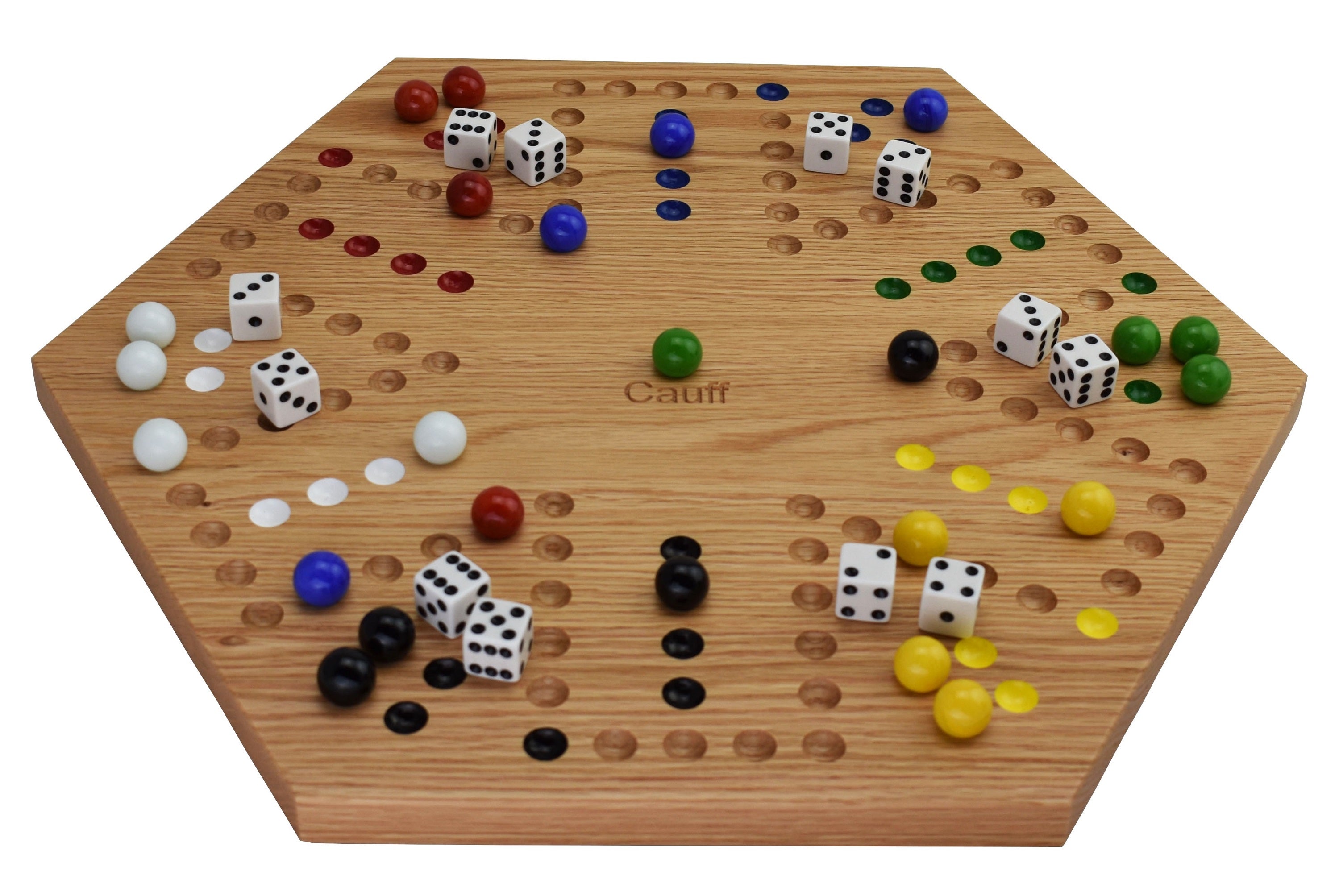 Marble Board Game Hand Painted Solid Oak 16 inch Double Sided - Cauff.com LLC
