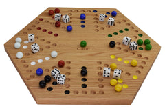 Marble Board Game Hand Painted Solid Oak 20 inch Double Sided - Cauff.com LLC