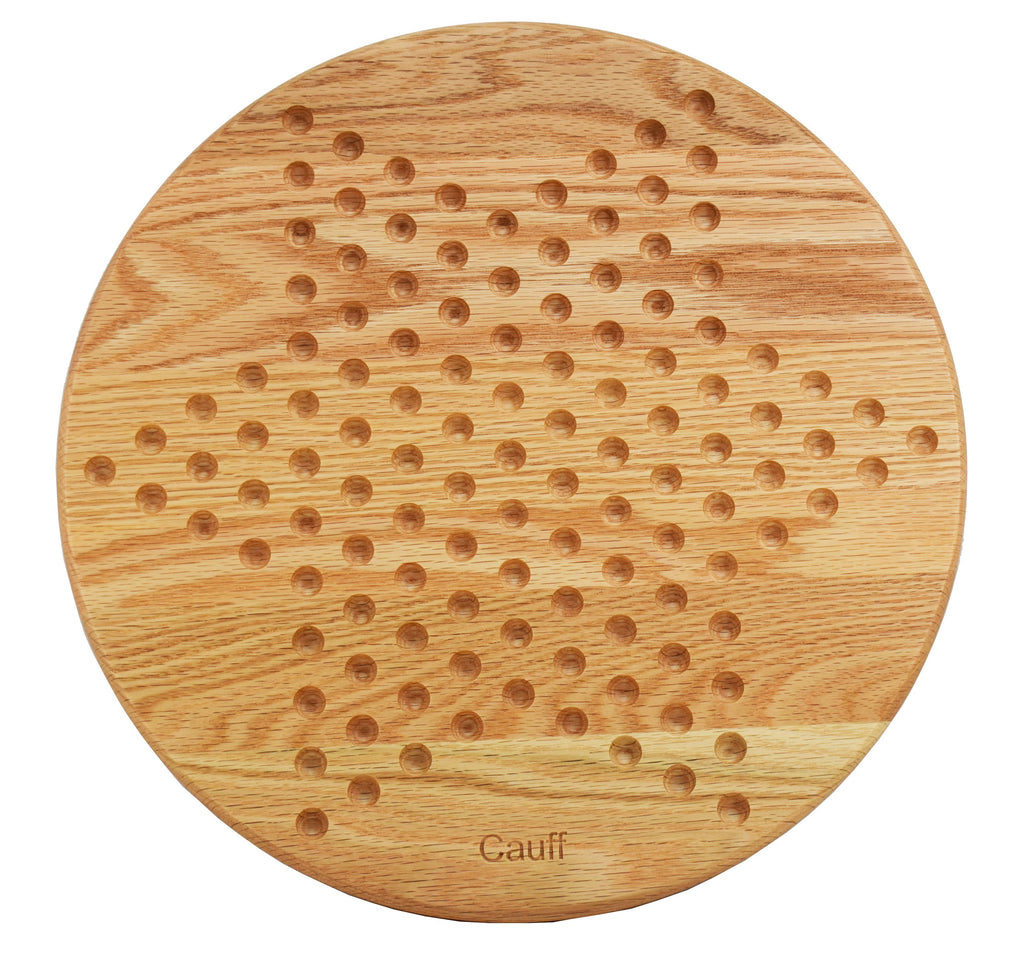 Chinese Checkers Board Game 14 inch Solid Oak Wooden Round - Cauff.com LLC