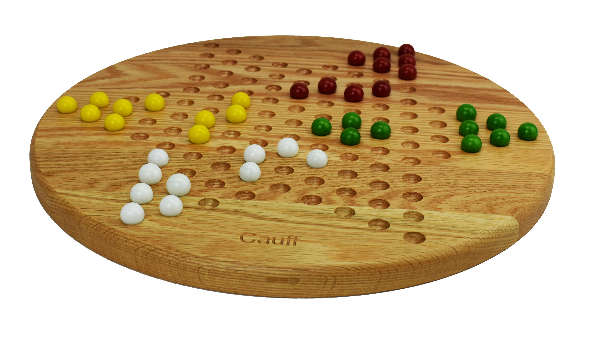 Cauff 14 inch solid oak round Chinese Checkers board