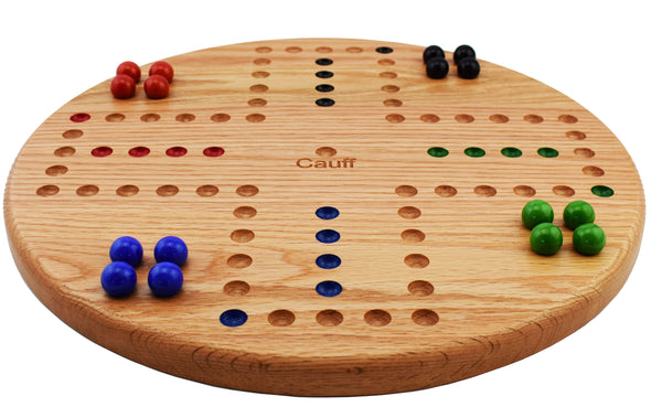 Marble Board Game 14 inch Diameter Solid Oak Wood Hand Painted 4 Player - Cauff.com LLC