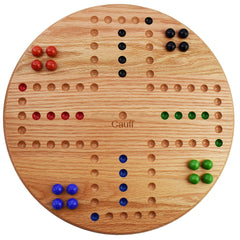 Marble Board Game 14 inch Diameter Solid Oak Wood Hand Painted 4 Player - Cauff.com LLC