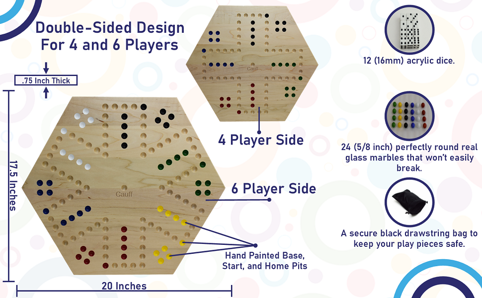 Handcrafted wooden Wahoo marble board game – maple wood
